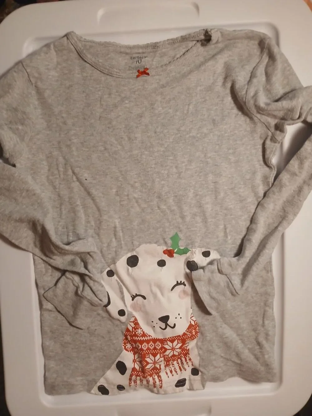 Carter's Girls 10 Holiday Dog Shirt Long Sleeves
